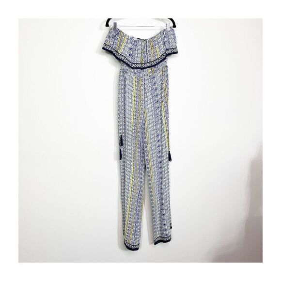 Astr Jumpsuit Pants Womens Small Paloma Printed Strapless Stretch Pull on - Picture 5 of 11